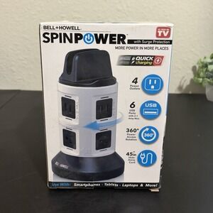 NEW Bell+Howell Surge Protector Power Strip 4 Outlets 6 USB 120V Indoor